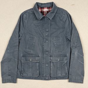 Lark & Wolff Twill Zip Snap Front Field Jacket Blue-Gray Women's Size Small